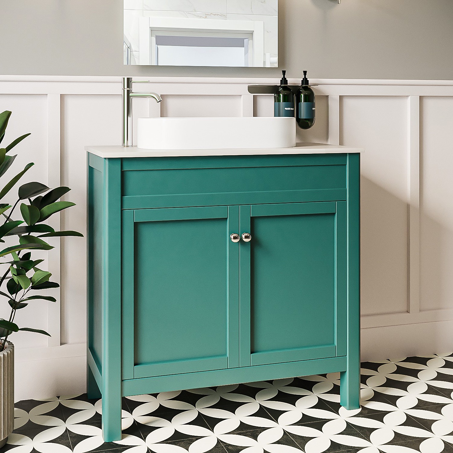 800mm Jewel Teal Freestanding Countertop Vanity Unit with Basin - Avebury