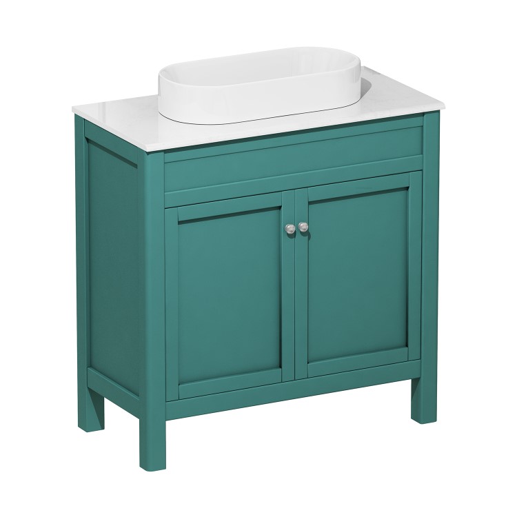 800mm Jewel Teal Freestanding Countertop Vanity Unit with Basin - Avebury