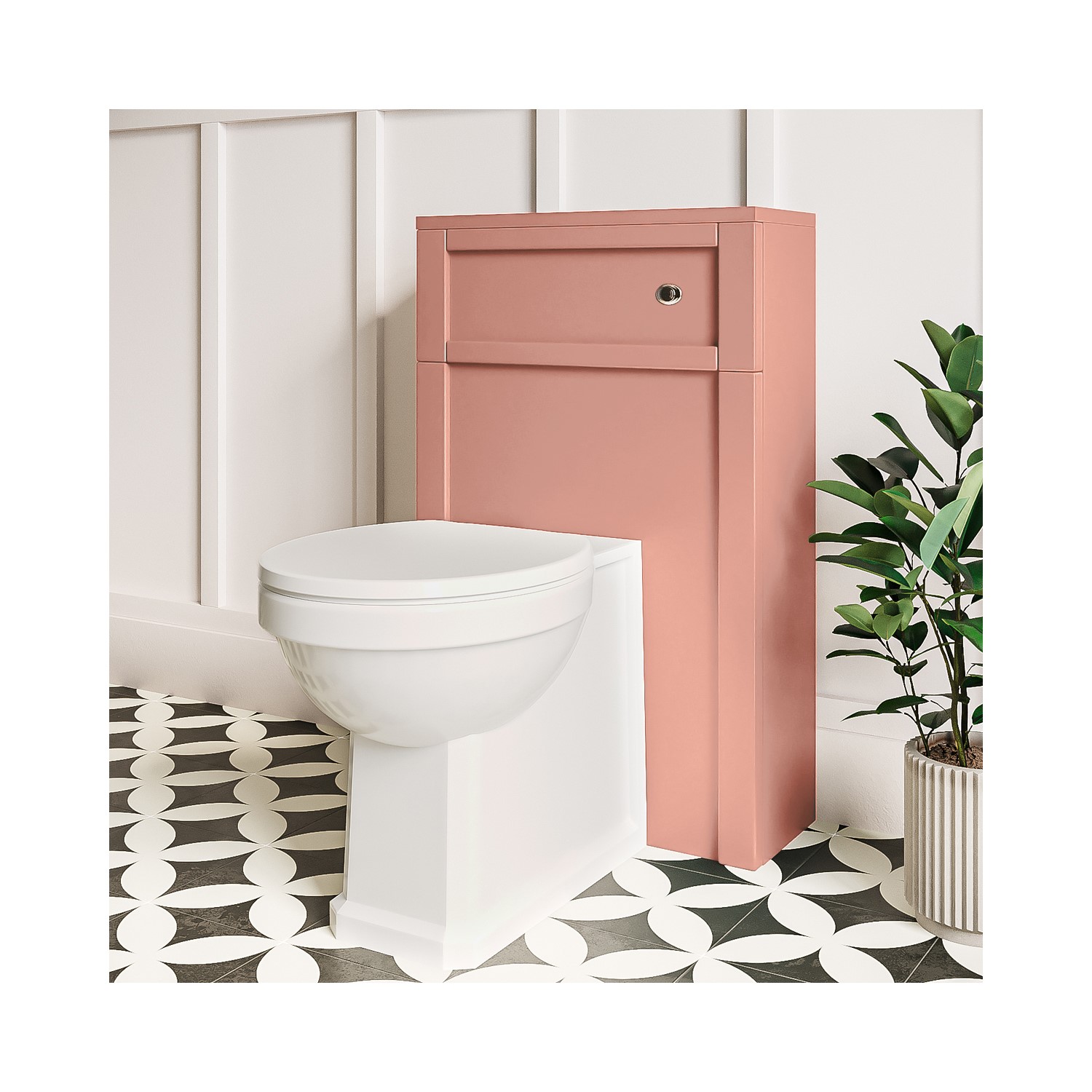 500mm Pink Back to Wall Unit with Traditional Toilet - Avebury