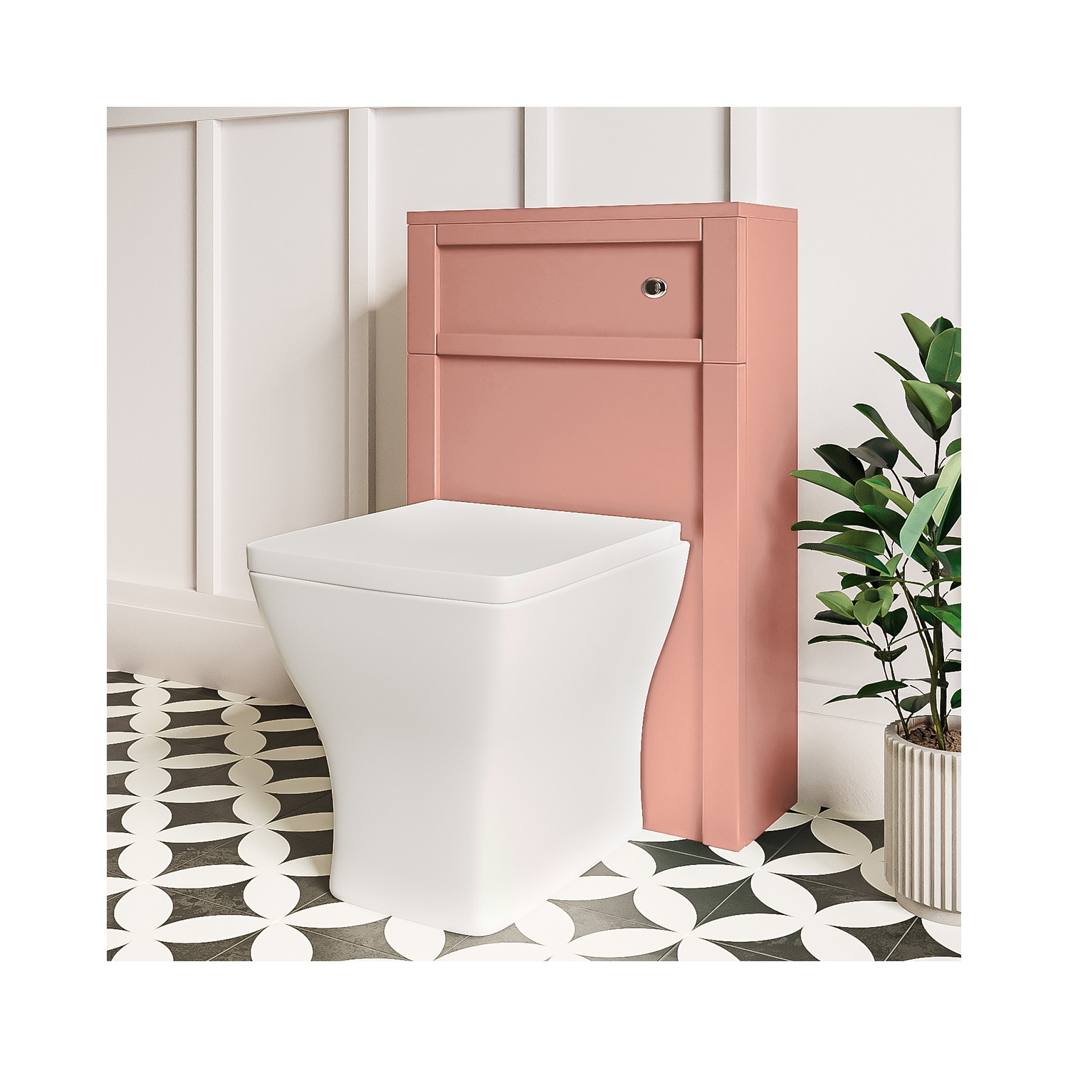 500mm Pink Back to Wall Unit with Square Toilet - Avebury