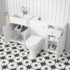 1600mm White Toilet and Sink Unit with Traditional Toilet and Storage Unit - Westbury