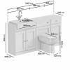 1600mm White Toilet and Sink Unit with Traditional Toilet and Storage Unit - Westbury