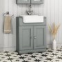 Grade A1 - 670mm Light Grey Freestanding Vanity Unit with Basin - Westbury