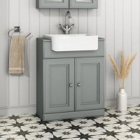 Grade A1 - 670mm Light Grey Freestanding Vanity Unit with Basin - Westbury