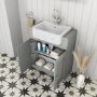 Grade A1 - 670mm Light Grey Freestanding Vanity Unit with Basin - Westbury