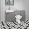 1600mm Grey Toilet and Sink Unit with Traditional Toilet and Storage Unit - Westbury