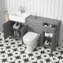 1600mm Grey Toilet and Sink Unit with Traditional Toilet and Storage Unit - Westbury