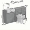1600mm Grey Toilet and Sink Unit with Traditional Toilet and Storage Unit - Westbury