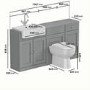 1600mm Grey Toilet and Sink Unit with Traditional Toilet and Storage Unit - Westbury