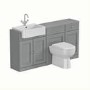 1600mm Grey Toilet and Sink Unit with Traditional Toilet and Storage Unit - Westbury