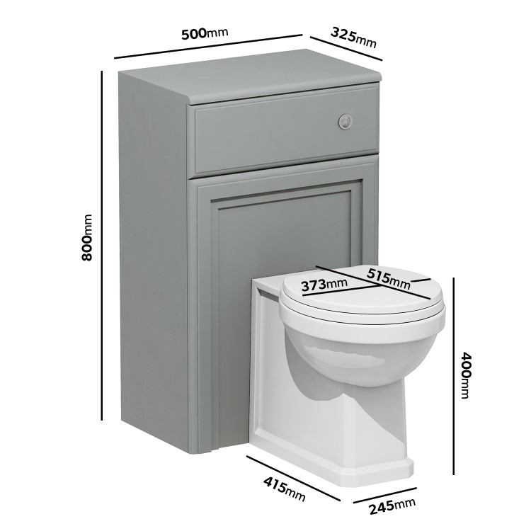 500mm Grey Back to Wall Unit with Traditional Toilet - Westbury