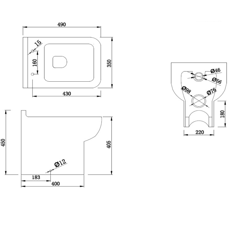 Westbury 500mm WC Unit with Seren Toilet - Matt Mid Grey