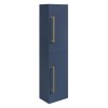 Double Door Blue Wall Mounted Tall Bathroom Cabinet with Brass Handles 350 x 1400mm - Ashford