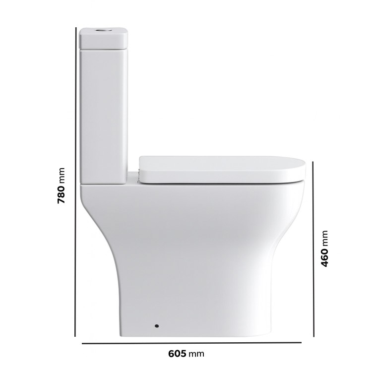 Close Coupled Rimless Comfort Height Short Projection Toilet with Soft Close Seat - Austin