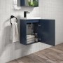 400mm Blue Cloakroom Wall Hung  Vanity Unit with Basin and Chrome Handle - Ashford