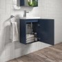 400mm Blue Cloakroom Wall Hung  Vanity Unit with Basin and Chrome Handle - Ashford