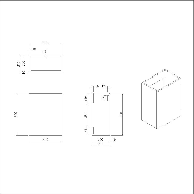 400mm Blue Cloakroom Wall Hung  Vanity Unit with Basin and Chrome Handle - Ashford