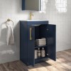 500mm Blue Freestanding Vanity Unit with Basin and Brass Handle - Ashford