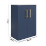 600mm Blue Freestanding Vanity Unit with Basin and Brass Handle - Ashford