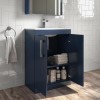 600mm Blue Freestanding Vanity Unit with Basin and Chrome Handle - Ashford