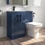 1100mm Blue Toilet and Sink Unit with Square Toilet and Black Fittings - Ashford