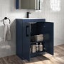 1100mm Blue Toilet and Sink Unit with Square Toilet and Black Fittings - Ashford