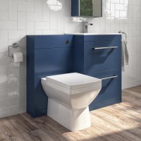 1100mm Blue Square Toilet and Sink Unit with Chrome Fittings - Ashford