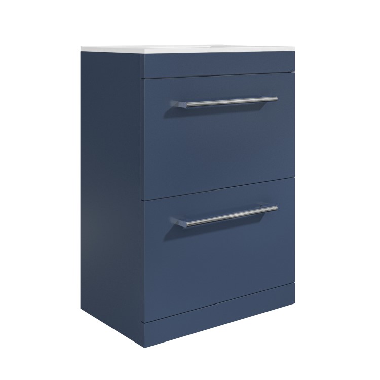 1100mm Blue Square Toilet and Sink Unit with Chrome Fittings - Ashford