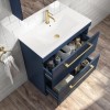 800mm Blue Freestanding Vanity Unit with Basin and Brass Handle - Ashford