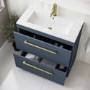 800mm Blue Freestanding Vanity Unit with Basin and Brass Handle - Ashford