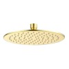 Brushed Brass Dual Outlet Thermostatic Mixer Shower&#160;with&#160;Round Wall Mounted Shower Head &amp; Pencil Handset - Arissa