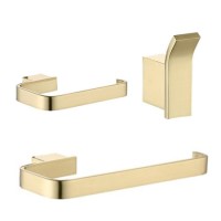 3 Piece Brushed Brass Bathroom Accessory Set - Arissa