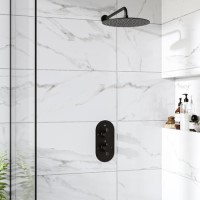 ONLY OPENED - Black Single Outlet Wall Mounted Thermostatic Mixer Shower Set - Arissa