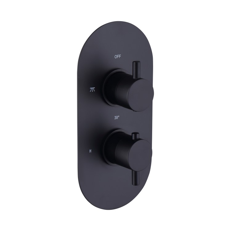 Black 1 Outlet Ceiling Mounted Thermostatic Mixer Shower Set - Arissa