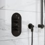 Black 2 Outlet Ceiling Mounted Thermostatic Mixer Shower Set with Hand Shower - Arissa