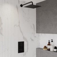 Black 1 Outlet Wall Mounted Thermostatic Mixer Shower Set  - Zana Black 1 Outlet Wall Mounted Thermostatic Mixer Shower Set  - Zana
