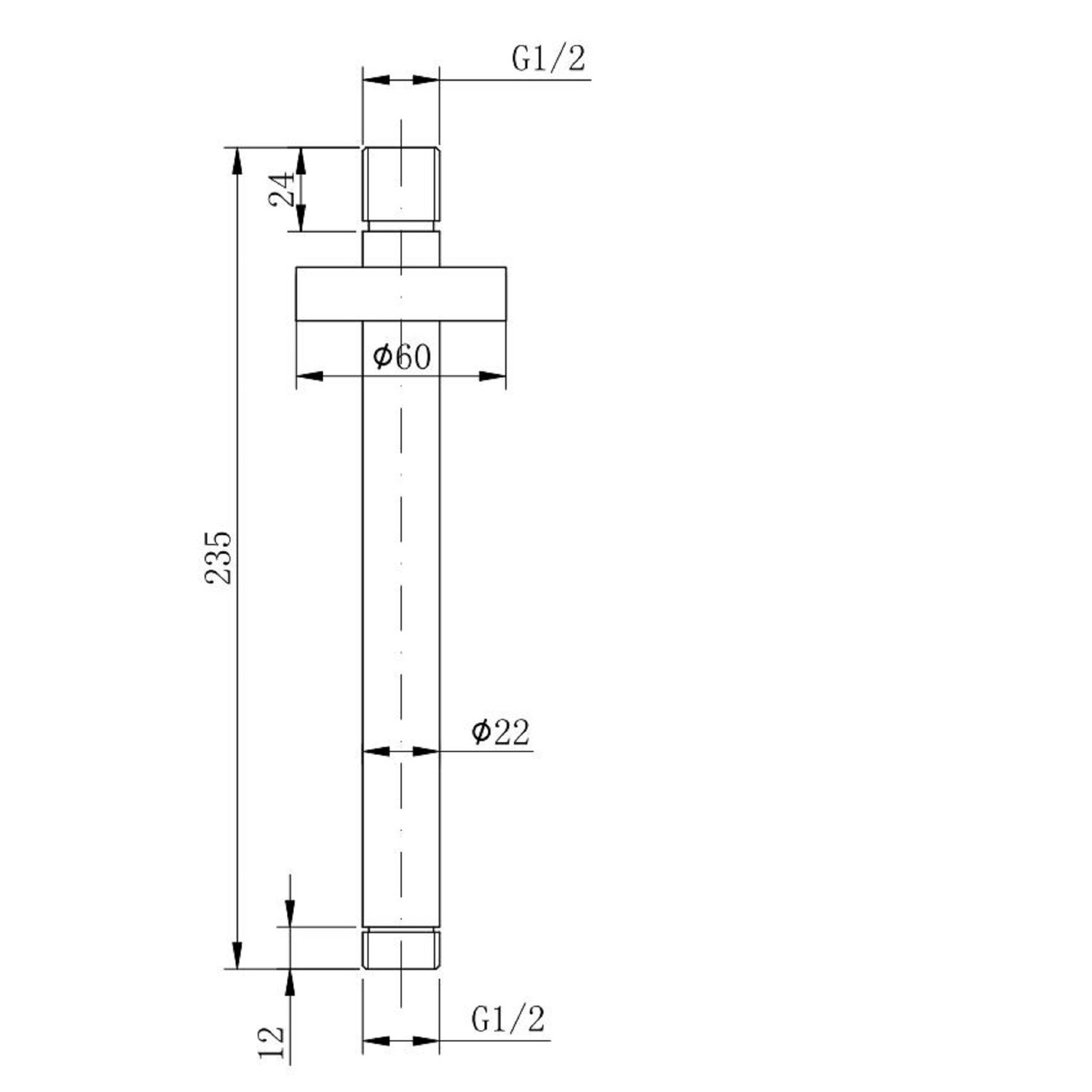 Zana Matt Black 120mm Square Ceiling Arm