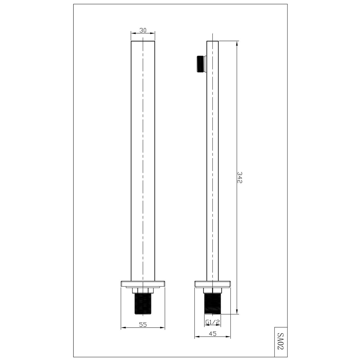 Zana Matt Black 300mm Square Wall Arm