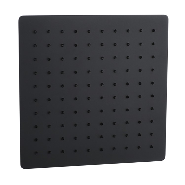 Zana Matt Black 250mm Slim Square Shower Head and Ceiling Arm