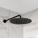 Black 250mm Slim Round Shower Head and Wall Arm - Arissa