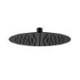 Black 250mm Slim Round Shower Head and Wall Arm - Arissa