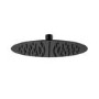 Black 250mm Slim Round Shower Head and Wall Arm - Arissa