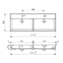 1200mm Black Wall Hung Double Vanity Unit with Basin - Morella