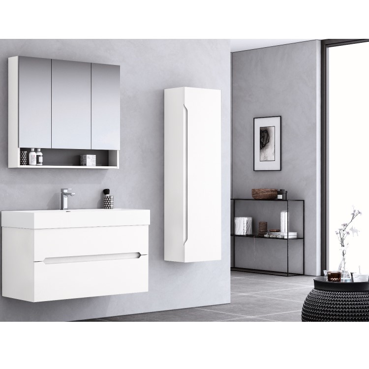 Grade A1 - 800mm Matt White Wall Hung Basin Vanity Unit - Morella
