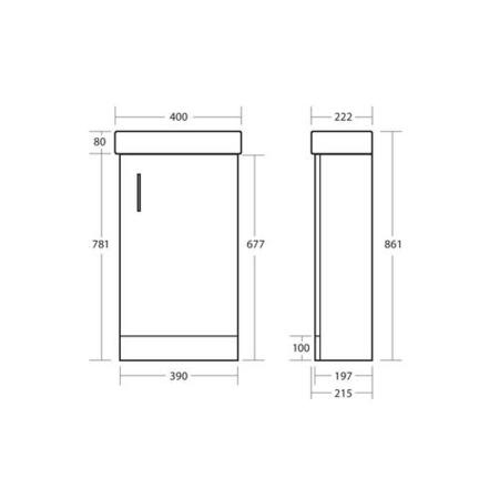 400mm Anthracite Freestanding Vanity Unit with Basin - Cranbrook