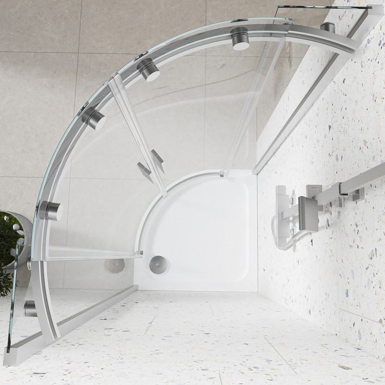 Chrome 8mm Glass Frameless Quadrant Shower Enclosure 900mm - Aquila