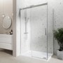 Chrome 8mm Glass Frameless Rectangular Sliding Shower Enclosure with Shower Tray 1000x900mm - Aquila