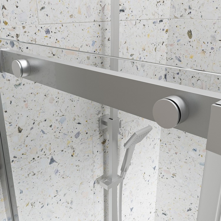 Chrome 8mm Glass Frameless Rectangular Sliding Shower Enclosure with Shower Tray 1000x900mm - Aquila