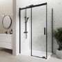 Black 1200x900mm Frameless Rectangular Sliding Shower Enclosure with Shower Tray - Aquila 