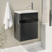 410mm Dark Grey Wall Hung Cloakroom Vanity Unit with Basin - Pendle 410mm Dark Grey Wall Hung Cloakroom Vanity Unit with Basin - Pendle